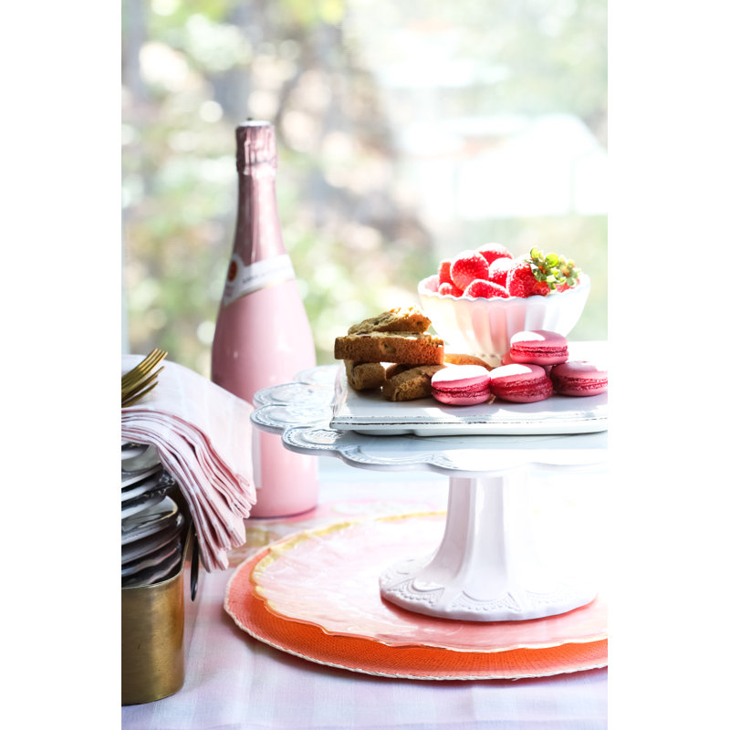 Baroque Glass Salad/Dessert Plate, White