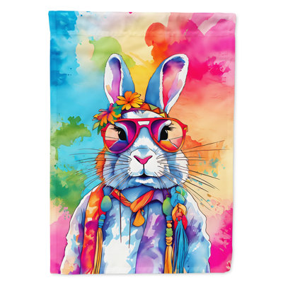 Drapeau de la maison d'un lapin hippie