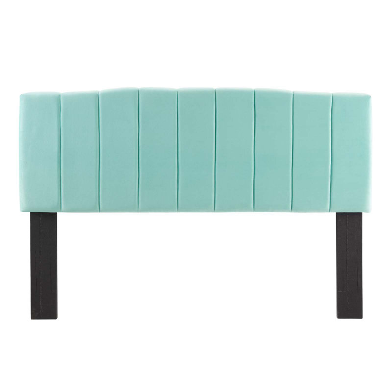 Camilla Channel Tufted Performance Velvet Headboard, Mint, Full/Queen