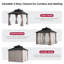 Pavillon de jardin Kingston 10 x 10 avec toit en métal, rideau et filet SUNJoy Kingston - Poteaux en aluminium à grain de bois-117095657-117095658