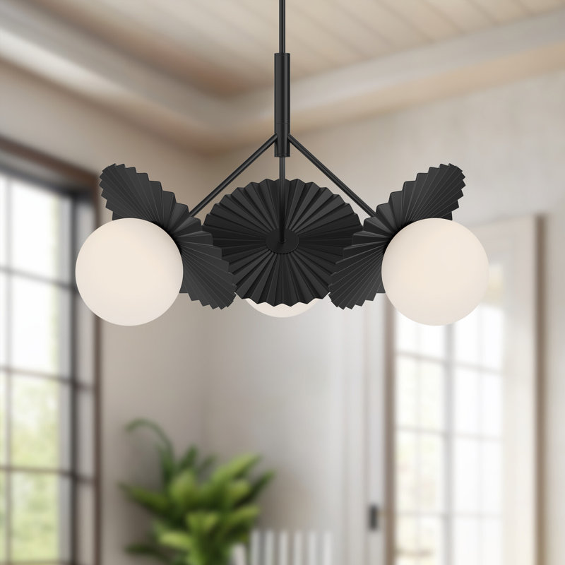 Lustre à 3 lumières Laki, Noir mat, H 20,88 po x l 33,63 po x P 33,63 po