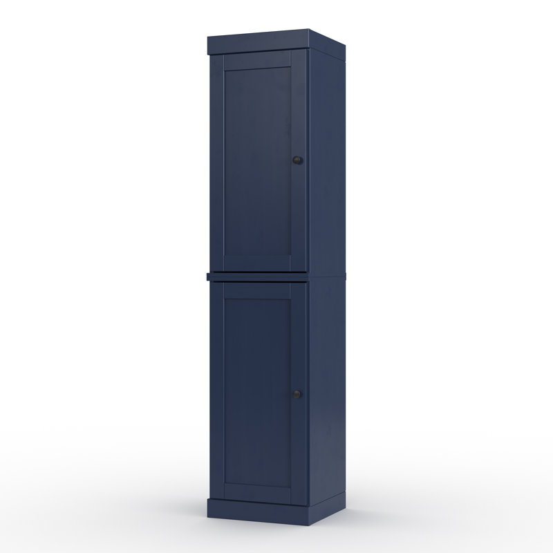100% Solid Wood 16.5" Bathroom Storage Cabinet with Shaker Doors & Adjustable Shelves, Navy