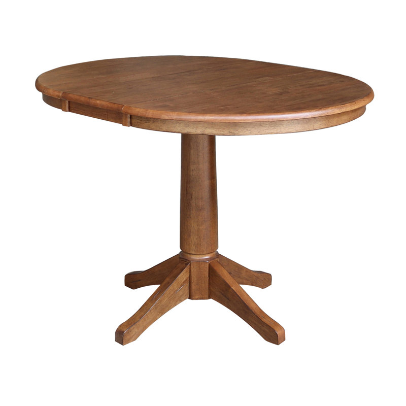 Distressed Oak Solid Wood Extendable Dining Set with Ladderback Chairs