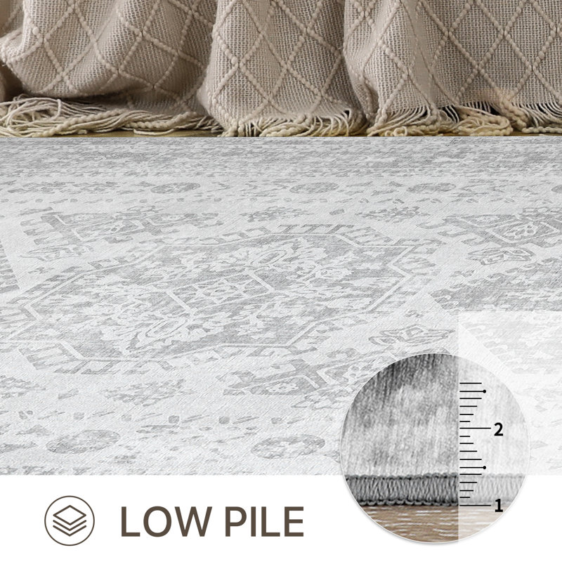 Denyah Washable Area Rug for Living Room  Non Slip Gray Rugs Gray, Rectangle 9' x 12'