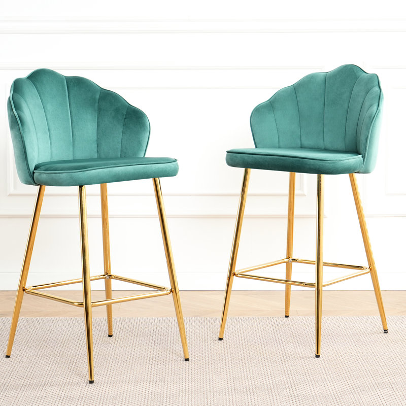 Chaise de bar en velours Shell Convient à différents décors tels qu'un café, un bar ou un restaurant. Conception ergonomique pour réduire le stress. Siège en éponge douce, courbe magnifique. Base.