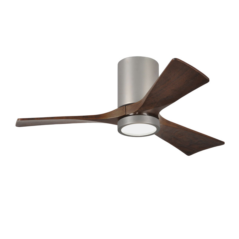 Olivier à 3 pales DEL standard avec ventilateur de plafond et ensemble d'éclairage inclus, Nickel brossé, 42", Noyer