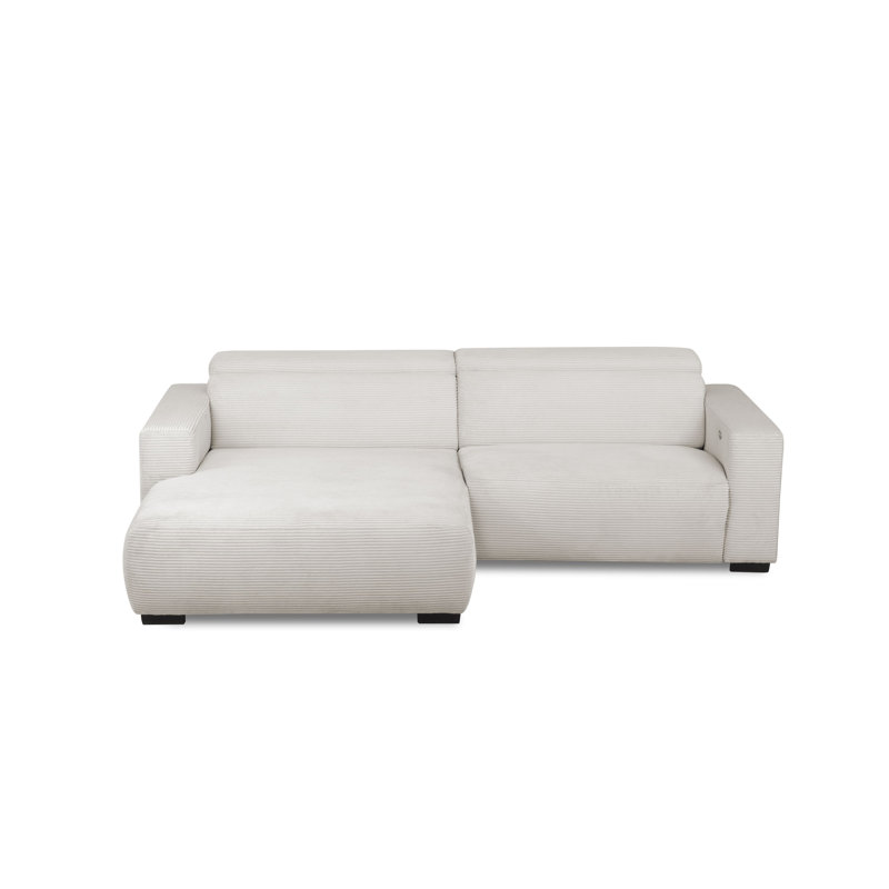 Almontiser Cozzy Reclining Corner Sofa in Curdouy Velvet Fabric, Left Hand Facing, Ivory