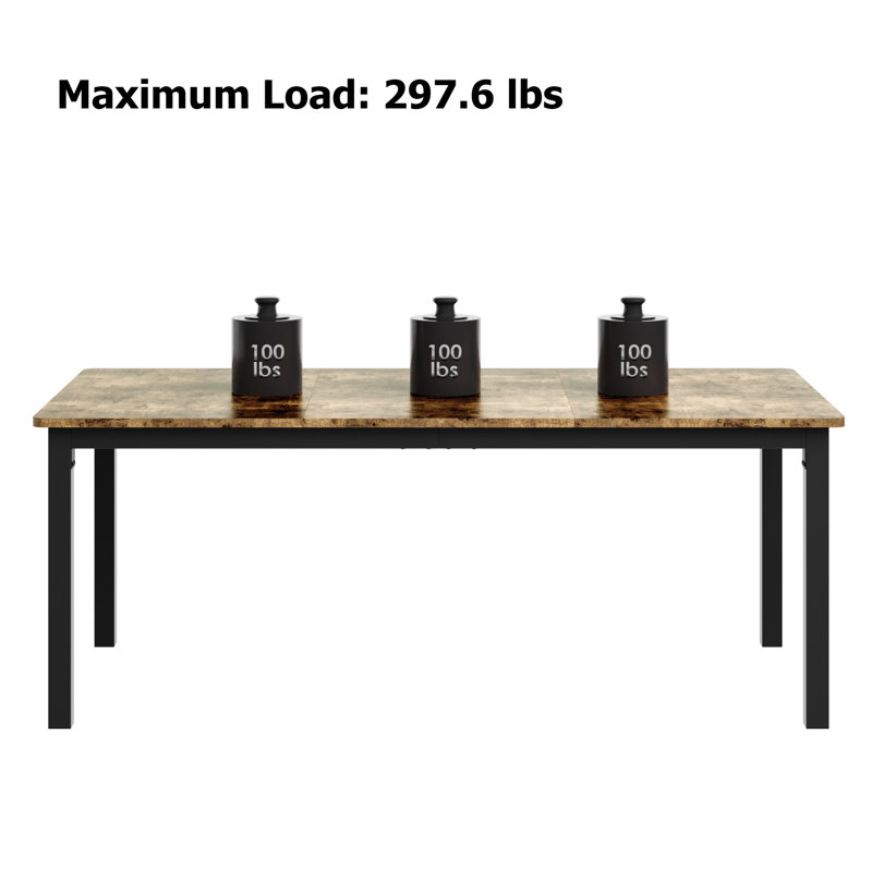 79" Large Industrial Dining Table, Rectangular Wooden Table with Metal Legs for Kitchen, Living Room, Retro Brown, Brown