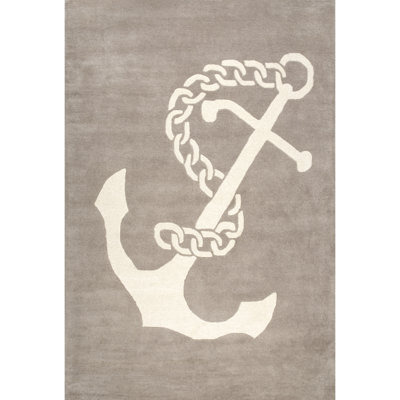Tapis beige / brun clair en laine touffeté à la main Massaro