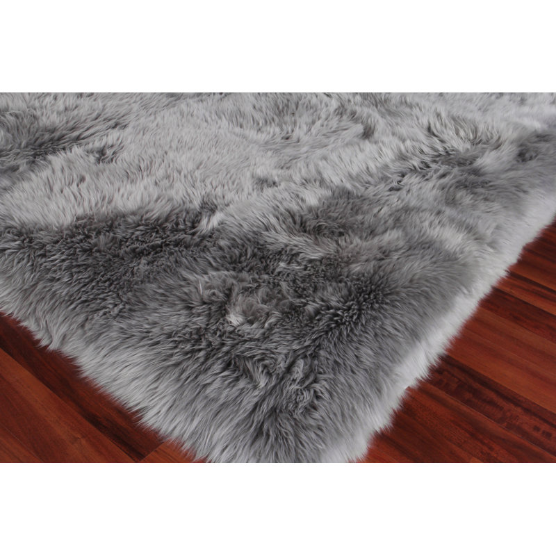 Sheepskin Area Rug in Gray, Rectangle 11'6" x 14'6"