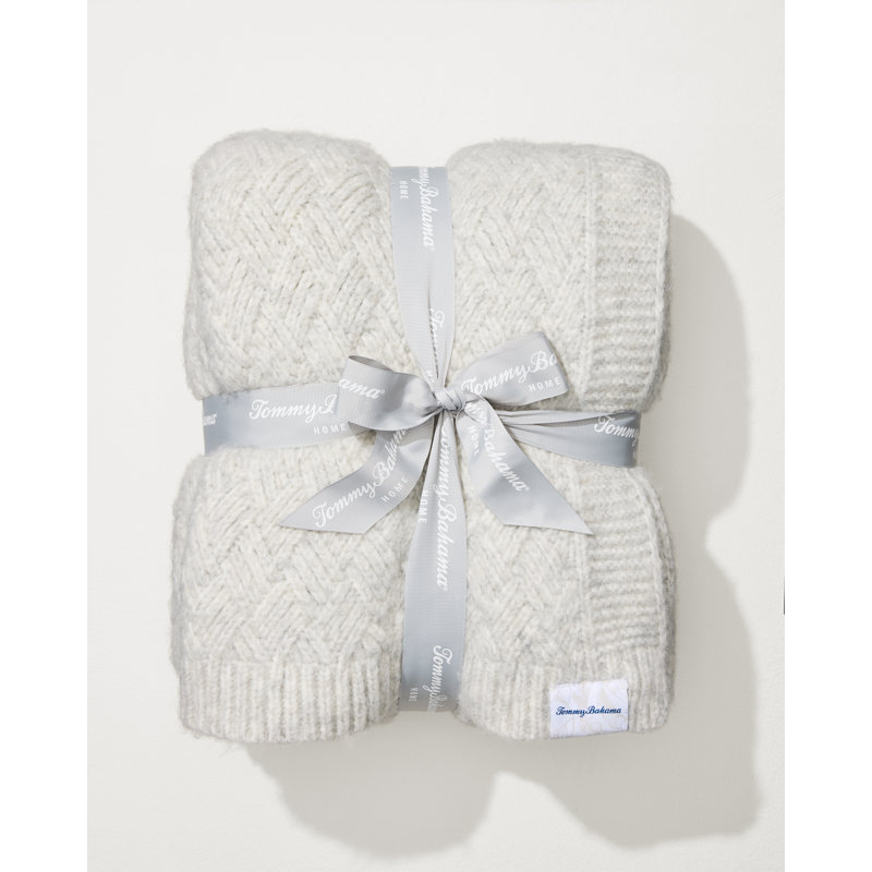 Gray Knitted Polyester Throw Blanket, 60 x 50 Inches