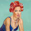 Toile de chambre à coucher avec pin-up fille bleue | Décoration intérieure
