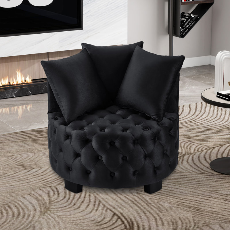 Fauteuil demi-tonneau capitonné 31,23 po, Noir