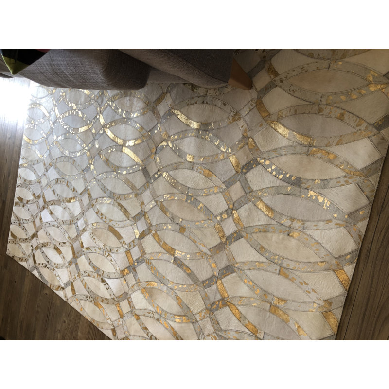 Mckinney Geometric Cowhide Hand Woven Area Rug, Rectangle 150 x 240 cm