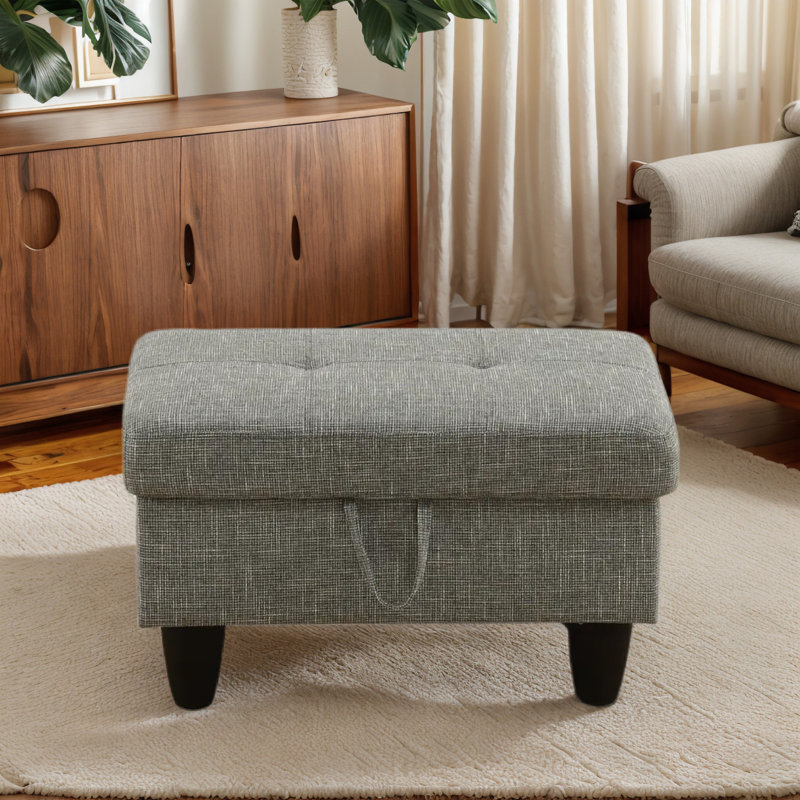 Flannel Storage Ottoman Living Room, Gray