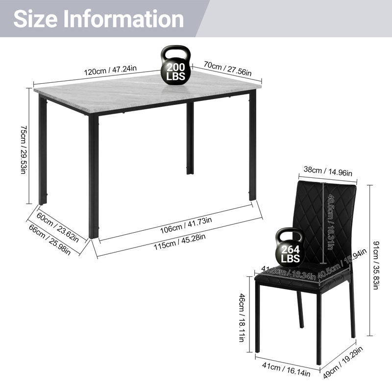 4 - Person Dining Set, Black, Grey