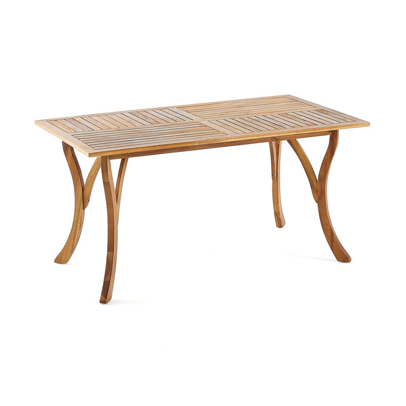 Table de salle à manger d'extérieur rectangulaire en bois massif 59 pouces, finition teck, Teck