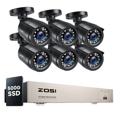 Système de caméra de sécurité 8Ch 2MP Dvr avec 6 appareils-photo extérieurs de PCS 1 080 P, détection de véhicule humain, disque dur de 500 Go