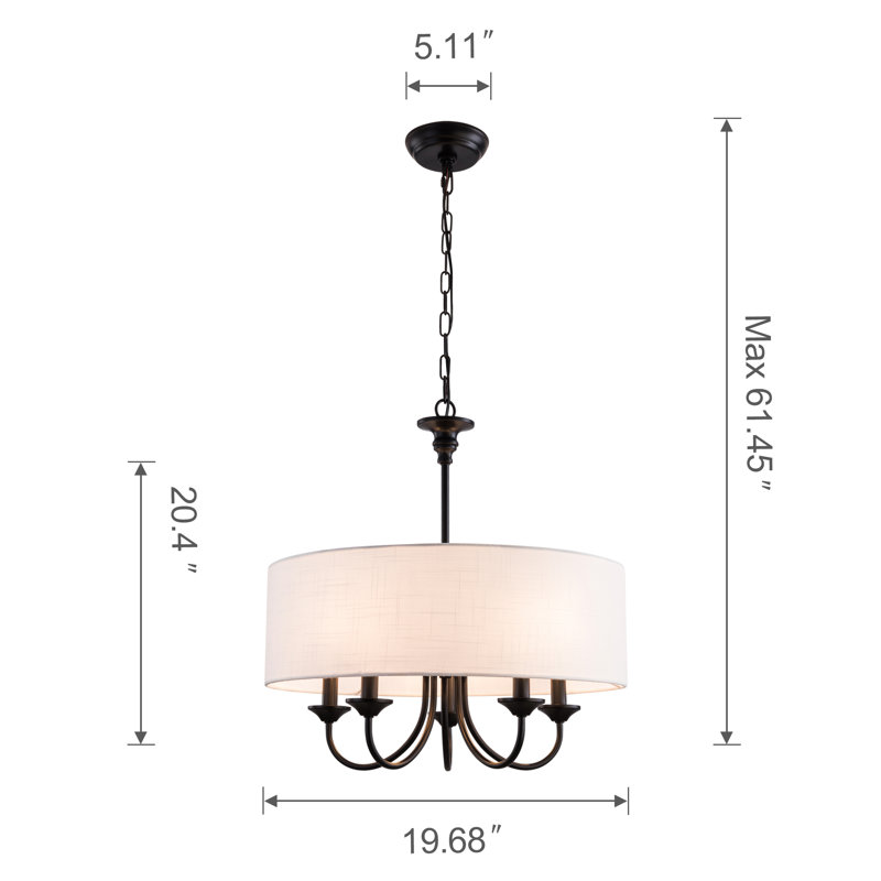 5-Light Modern Farmhouse Chandelier, Rustic Candle Ceiling Hanging Light Fixture for Dining Room