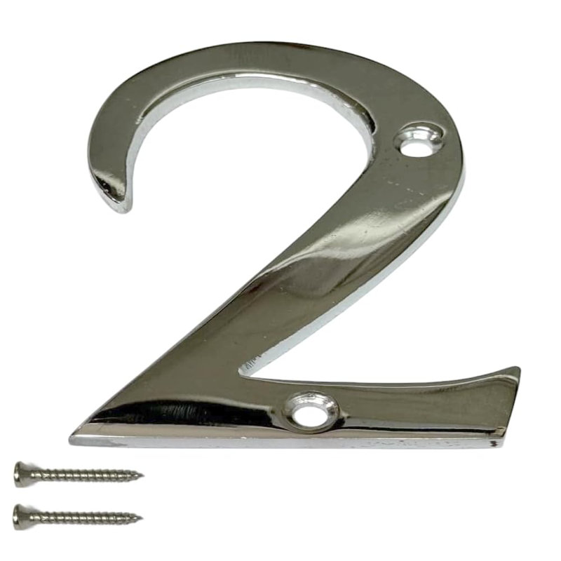 Chrome Door Numbers 3inch 7.5cm H Brass House Letters And Numbers, 9