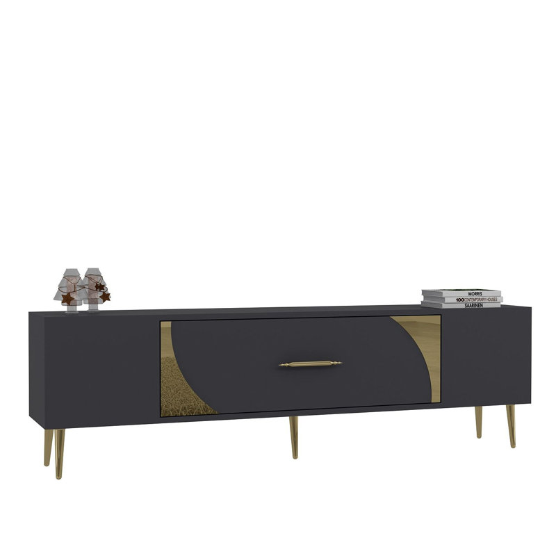 Olivia Unfinished TV Stand, 150cm, Grey/Gold