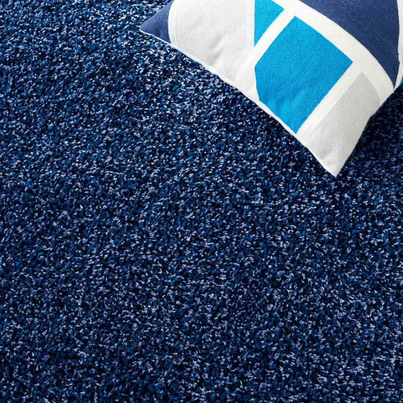 Vandoren Shag Performance Solid Color Rug, Runner 2'3" x 9', Navy Blue