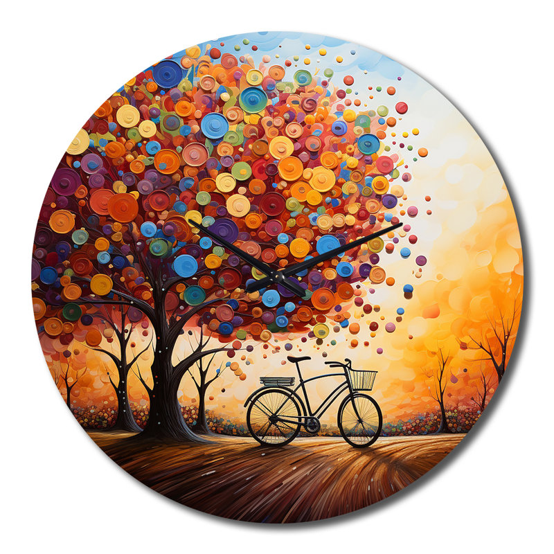 Vélo tourbillon pointillisme - horloge murale, Très grand
