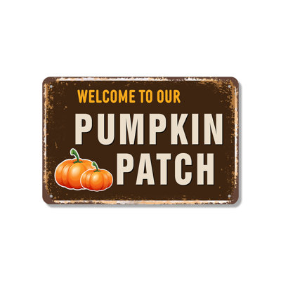 Panneau de bienvenue en aluminium 12 po x 18 po Welcome To Our Pumpkin Patch