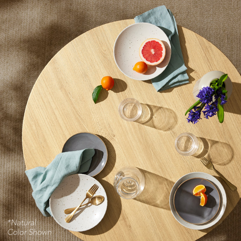 Black Round Mid-Century Modern Dining Table with MDF Top