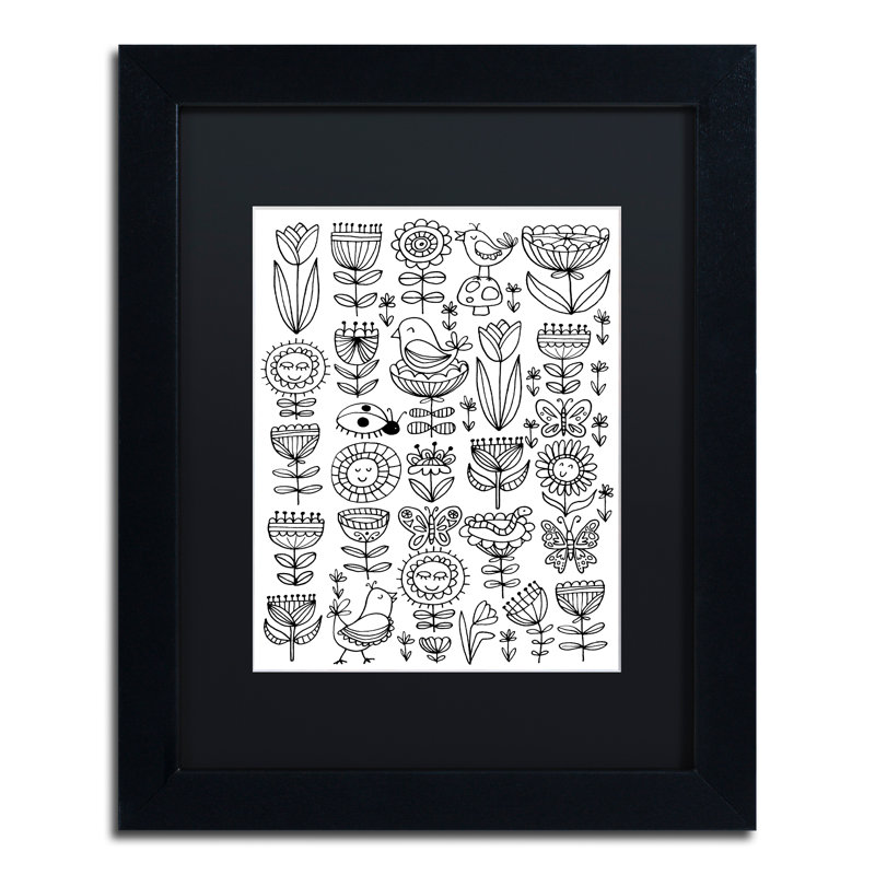 «Arbres et fleurs» par Arzel, impression encadrée, Noir, H 14 po x l 11 po x P 0,5 po