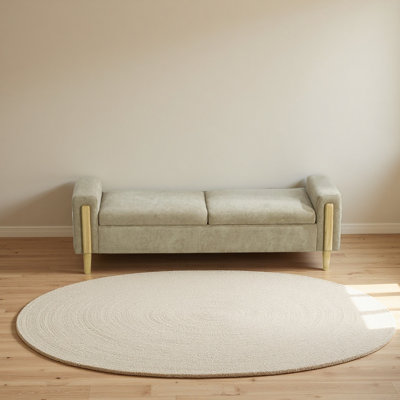 Banc de rangement moderne rembourré de 167 cm de large avec double couvercle, repose-pieds en tissu chenille avec accoudoirs, banquette-lit avec pieds en hévéa pour salon, entrée, dortoir, chambre