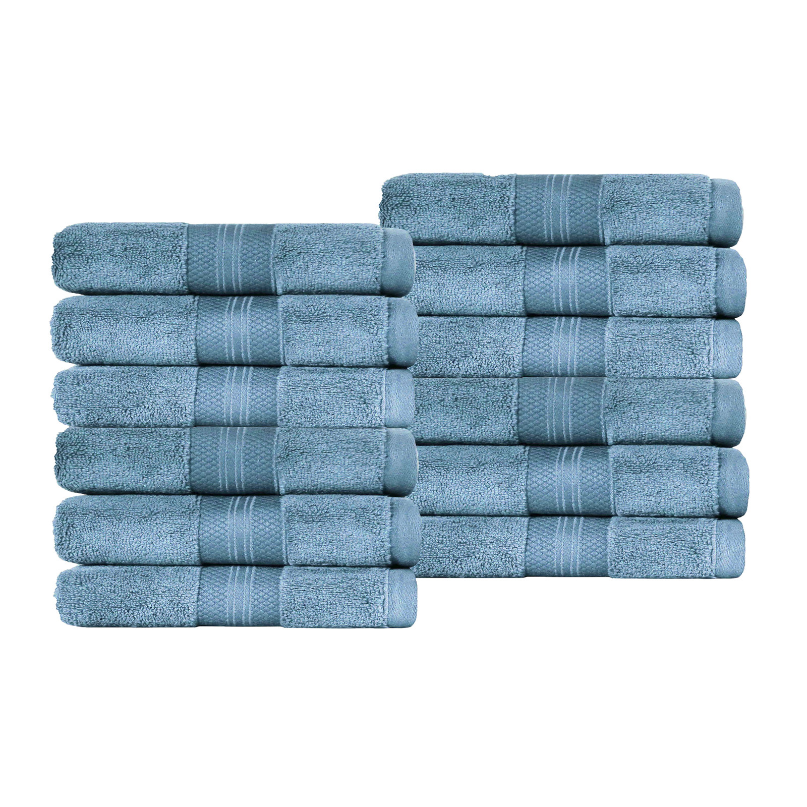 Finnian Ultra-Plush Heavyweight, 100% Turkish Towel Collection, Denim Blue, Washcloths - 12 Pack