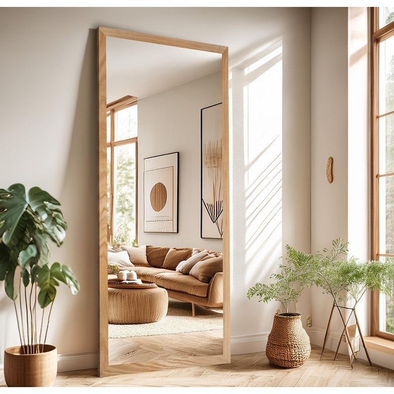 Miroir en bois franc Ebark Designs Ebark - chêne rouge 2 po, Naturel, 73 po x 30 po