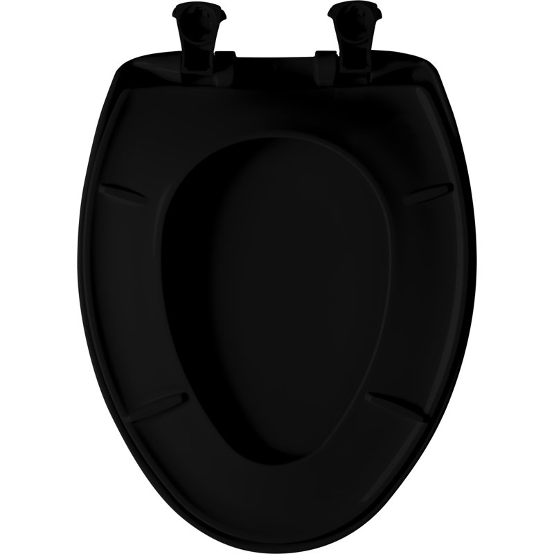Siège de toilette allongé en plastique, Noir mat