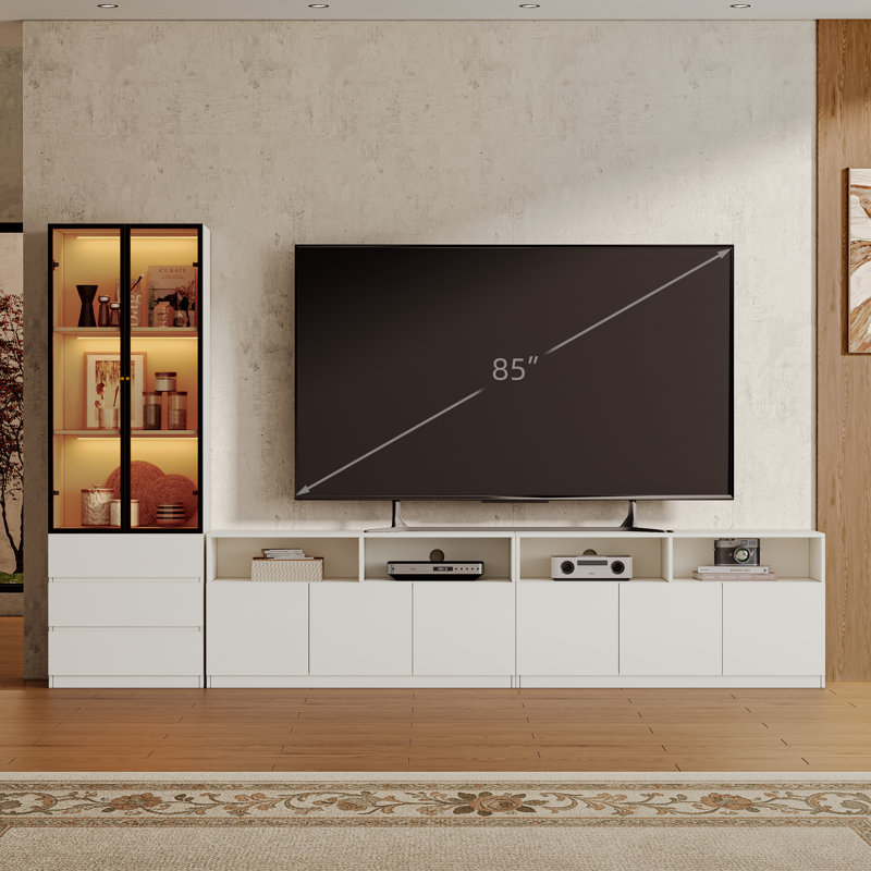 Meuble audio-vidéo 118,1 po Crafton, H 70,9 po x l 118,1 po x P 15,7 po, Blanc