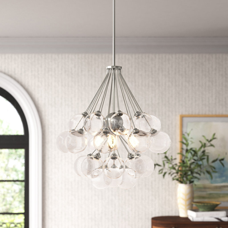 Logan 3-Light Dimmable Sphere Chandelier , Brushed Nickel