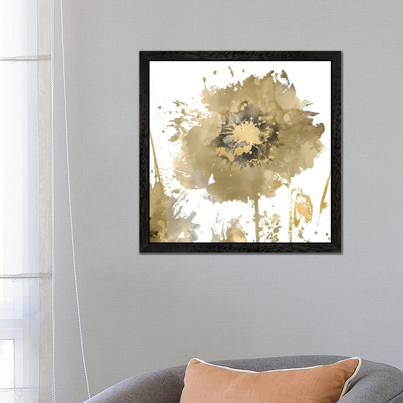 Flower Burst In Gold I by Vanessa Austin - Print on Canvas, Black Framed, 93.98 cm H x 93.98 cm W