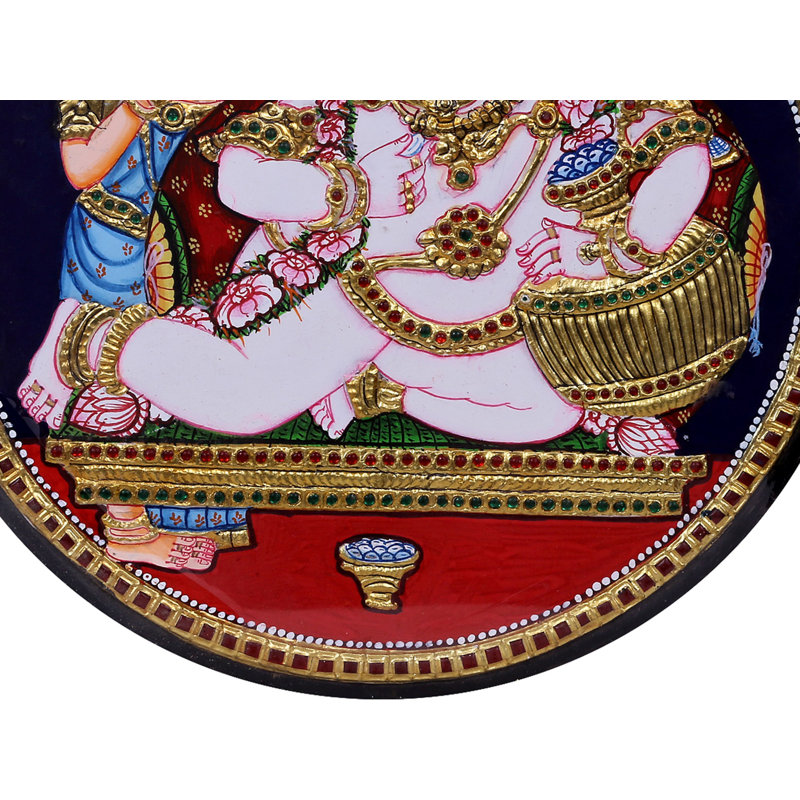 Beurre Krishna Tanjore, peinture | Couleurs traditionnelles avec or 24 carats | Avec cadre