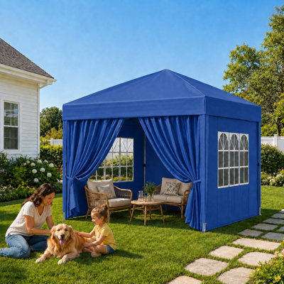 10'W x 10'D Canopy Tent, Heavy Duty Pop up Canopy with Sidewalls -Blue
