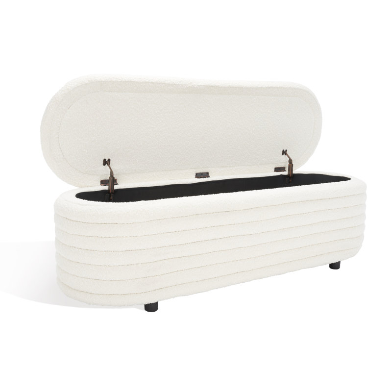 Banc de rangement rembourré Delray, Ivoire