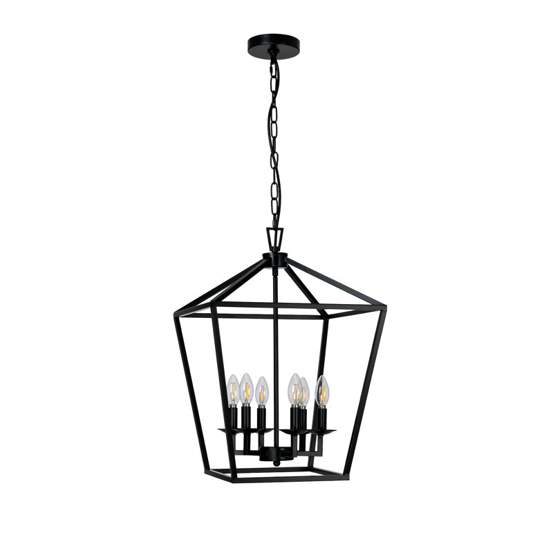 Luminaire suspendu en métal durable à 6 lumières Dobson, Noir, H 24 po x l 16 po x P 16 po