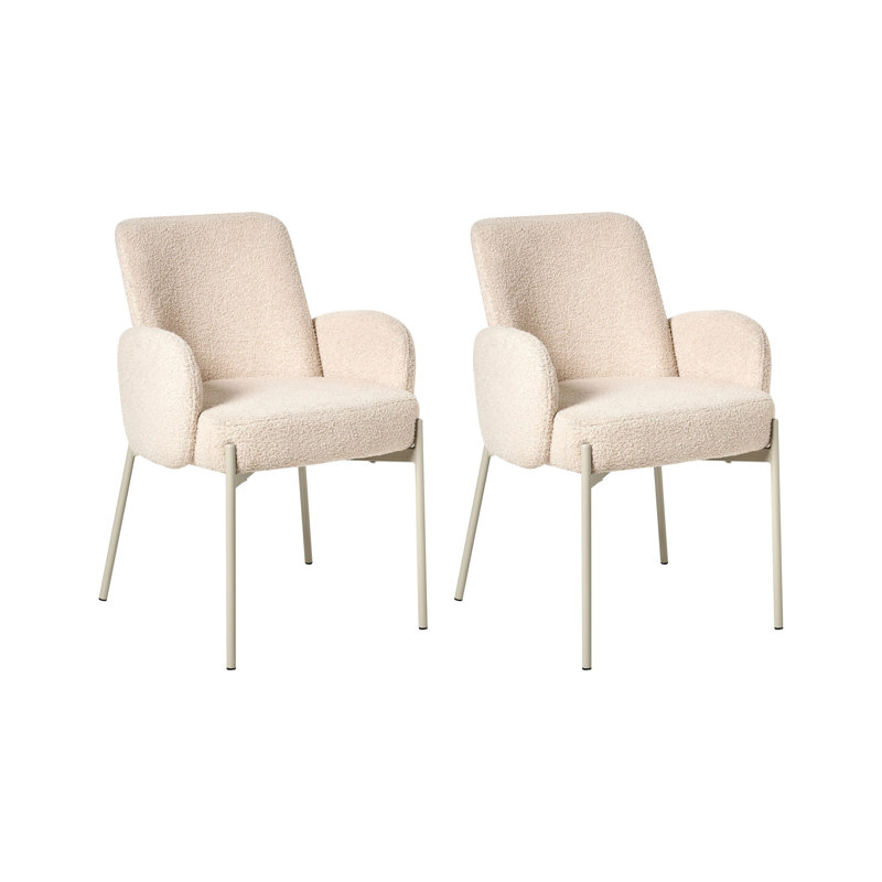 50cm H Boucle Upholstered Upholstered Back Armchair in Beige