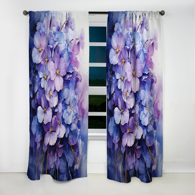 Bollitree - Rideau Violets - Rideau floral occultant en velours - 1 panneau