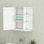 Armoire de salle de bain murale avec miroir - 6 tablettes ouvertes, 3 tablettes réglables ouvertes blanches, enduite