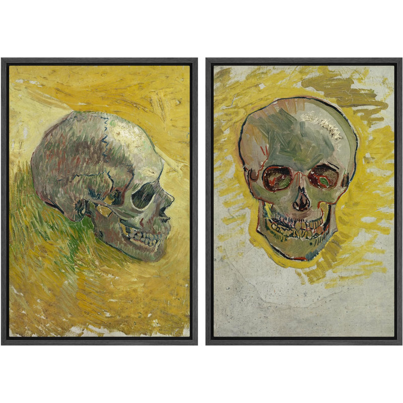 Crânes contemplatifs Vanitas, nature morte, nature sauvage, illustrations, décor rustique, Noir, H 36 po x l 24 po
