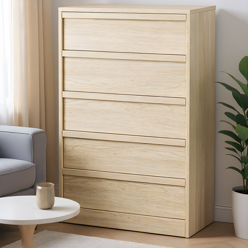 Commode à tiroirs pour chambre à coucher, commode moderne haute avec grands tiroirs de rangement