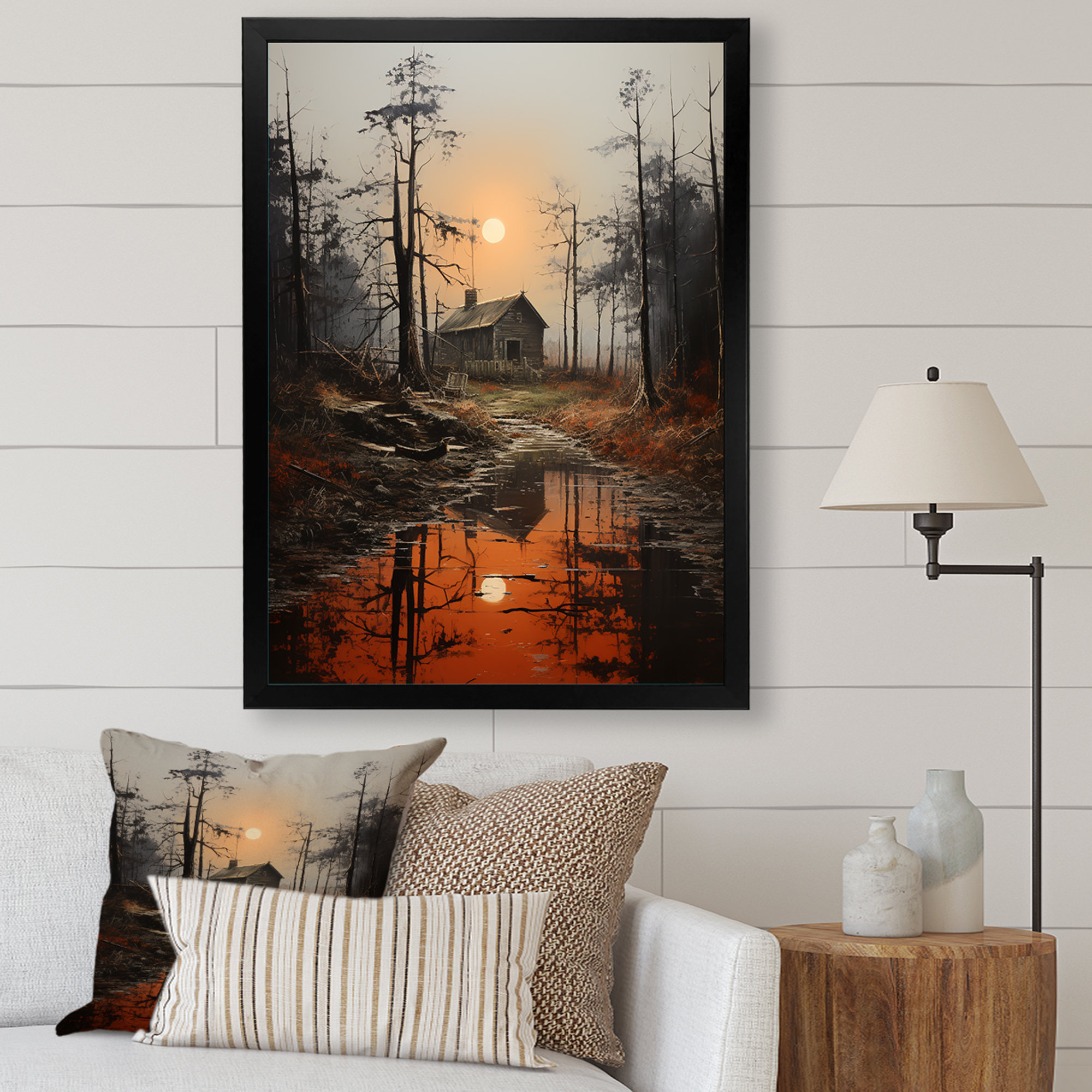 Winston Porter Mystic Forest River Sunset Framed On Canvas Print | Wayfair