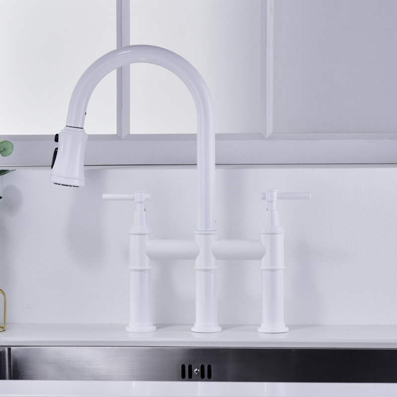 Robinet de pont rétractable tactile avec accessoires, Blanc