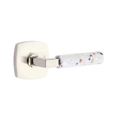 Emtek Select Passage Interior Mortise w/ Urban Modern Rosette & L-Sq. Stem, Lt. Terrazzo Lever
