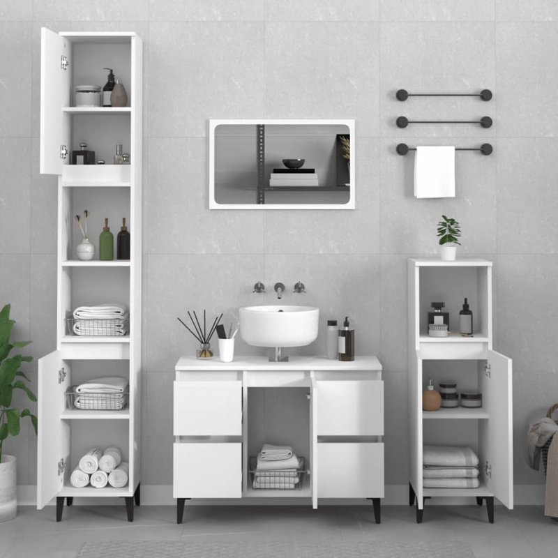Tonsina Freestanding Bathroom Cabinet, White/Black